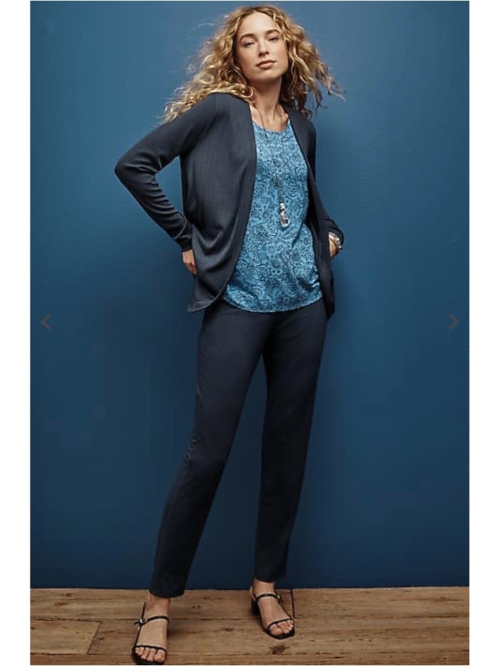 J. Jill Ponte Slim Leg Pull On Ankle Pants // Navy // Large Petite